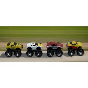 4 Vintage Micro Machines Monster Cars Galoob 4X4 Big Wheels‎ -Ferrari-Porsche